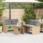 vidaXL Salon de jardin avec coussins 4 Pièces beige résine tressée