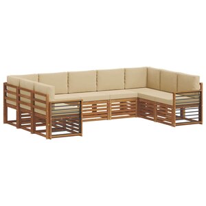 vidaXL Ensemble de canapés d'extérieur 9 pc Naturel et Beige