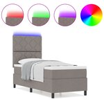 vidaXL Lit à ressorts avec matelas et lumière LED taupe  80 x 200 cm  cadre en tissu