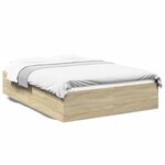 vidaXL Cadre de lit chêne sonoma 135x190 cm bois d'ingénierie