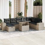 vidaXL Salon de jardin 9 Pièces avec coussins gris clair résine tressée