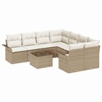 vidaXL Ensemble de canapé de jardin 9 Pièces Beige  Crème 55 x 55 x 37 cm