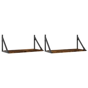 vidaXL Étagères murales 2Pièces chêne fumé 60x25x25 5cm bois d'ingénierie