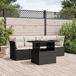vidaXL Salon de jardin 5 Pièces avec coussins noir résine tressée
