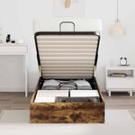 vidaXL Cadre de lit ottoman avec stockage Chêne fumé 193 x 120 x 25 cm