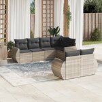 vidaXL Salon de jardin avec coussins 7 Pièces gris clair résine tressée