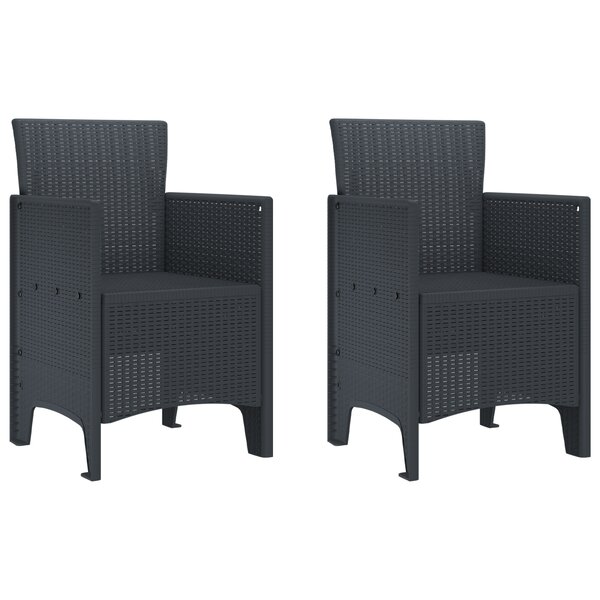 vidaXL Chaise de jardin 2 Pièces Anthracite 53 x 49 x 85 cm PP