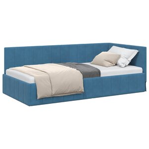 vidaXL Cadre de lit d'angle Bleu 90 x 200 cm Velours