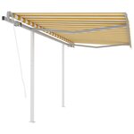 vidaXL Auvent rétractable automatique et poteaux 3x2 5m Jaune et blanc