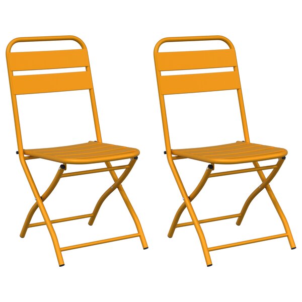 vidaXL Chaises de jardin pliantes 2 pièces Jaune Moutarde 42x52x82 cm Acier thermolaqué