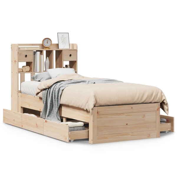vidaXL Lit bibliothèque sans matelas 75x190 cm bois de pin massif