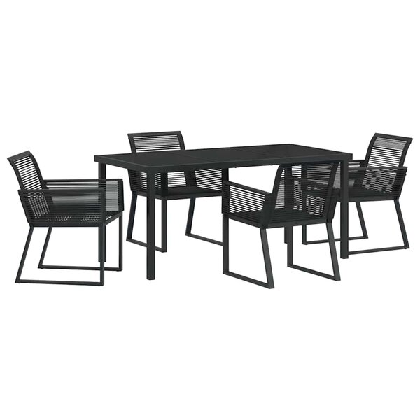 vidaXL Ensemble de salle à manger pour jardin 5 Pièces Noir Poly rotin