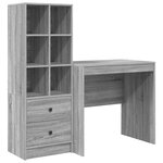 vidaXL Bureau avec tiroir avec étagère avec stockage 2 Pièces Gris Sonoma