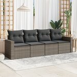 vidaXL Salon de jardin 4 Pièces avec coussins gris résine tressée