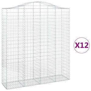 vidaXL Paniers à gabions arqués 12 Pièces 200x50x220/240 cm Fer galvanisé