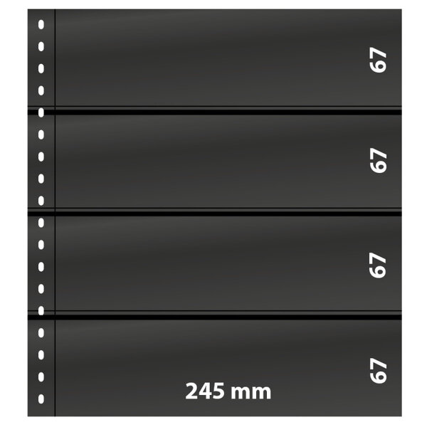 Feuilles de classement Omnia Lindner à 4 bandes pour timbres-poste. Fond - Noir