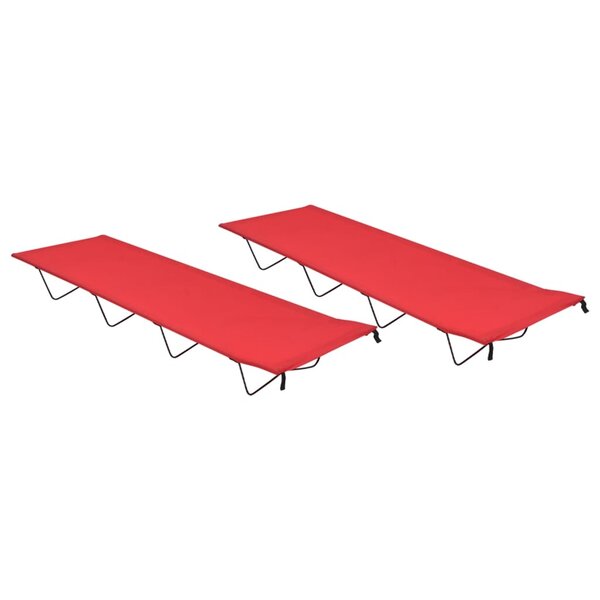 vidaXL Lits de camping 2 Pièces 180x60x19 cm Tissu Oxford et acier Rouge