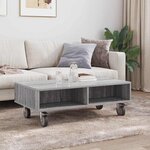 vidaXL Table d'appoint avec roues Gris Sonoma 90 x 50 x 30 cm