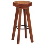 vidaXL Tabourets de bar 2 Pièces Cuir véritable et bois d'acacia solide