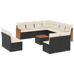 vidaXL Salon de jardin 12 Pièces avec coussins noir résine tressée