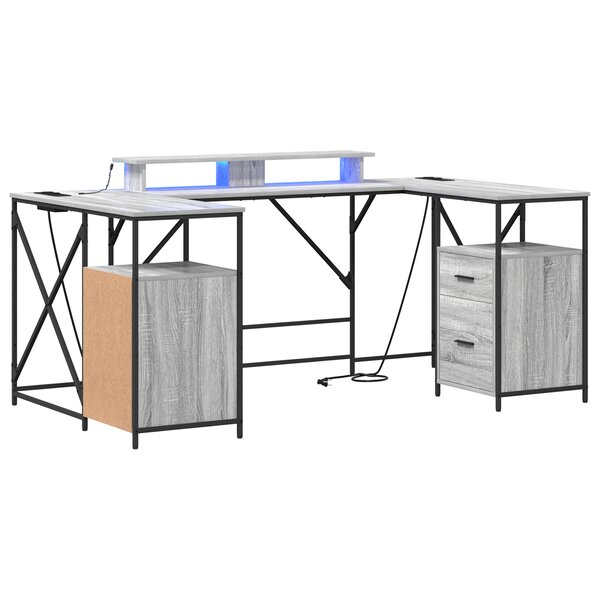 vidaXL Bureau Gris sonoma 182 x 101 x 87.5 cm Bois d'ingénierie
