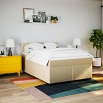 vidaXL Sommier à lattes de lit avec matelas Crème 140x200 cm Tissu