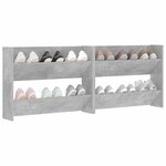 vidaXL Armoires à chaussures murales 2 Pièces Gris béton 80x18x60 cm