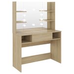 vidaXL Table de maquillage avec éclairage LED 100x40x135 cm MDF Chêne