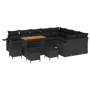 vidaXL Ensemble de canapé de jardin 13 Pièces Noir 110 x 55 x 71 cm