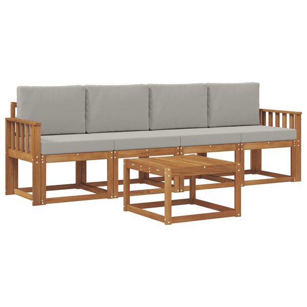 vidaXL Ensemble de canapés d'extérieur 5 pc Gris Naturel et Clair