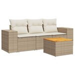 vidaXL Salon de jardin avec coussins 4 Pièces beige résine tressée