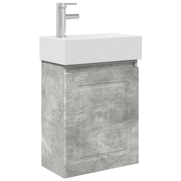 vidaXL Meuble de salle de bain avec robinet Gris béton