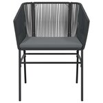 vidaXL Ensemble à manger de jardin et coussins 5 Pièces noir rotin verre