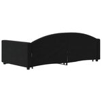 vidaXL Lit de jour avec gigogne et tiroirs sans matelas noir 90x200 cm