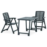 vidaXL Ensemble de bistro pliable 3 Pièces Plastique Vert
