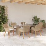 vidaXL Ensemble de Salle à Manger 7 Pièces Beige Poly Rattan