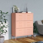 vidaXL Armoire à tiroirs Rose 80x35x101 5 cm Acier