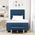vidaXL Lit à ressorts avec matelas Bleu 120 x 200 cm tissu