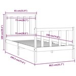 vidaXL Cadre de lit sans matelas blanc 75x190 cm bois massif