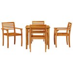 Ensemble de salle à manger de jardin 5 pièces en bois d'acacia solide