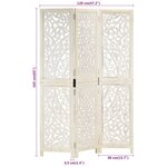 vidaXL Cloison de séparation 3 panneaux Blanc 120x165 cm Bois manguier