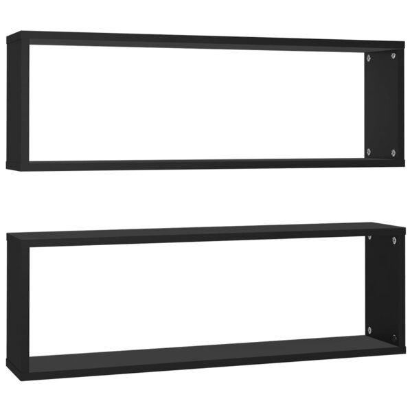 vidaXL Étagères cube murales 2Pièces Noir 80x15x26 5cm bois d'ingénierie