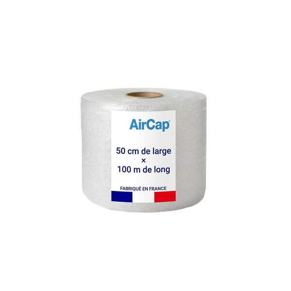 Lot de 1 rouleau de film papier bulle tricouche Aircap largeur 50 cm x longueur 100 mètres