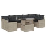 vidaXL Salon de jardin 8 Pièces avec coussins gris clair résine tressée