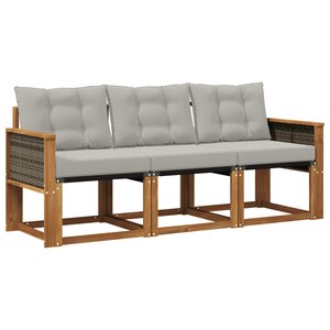 vidaXL Ensemble de canapés d'extérieur 3 pc Naturel et gris clair