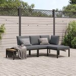 vidaXL Salon de jardin 3 Pièces avec coussins noir aluminium