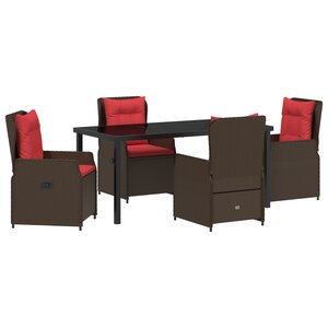 vidaXL Ensemble de Salle à Manger de Jardin 5 Pièces Marron Poly Rattan
