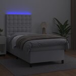 vidaXL Sommier à lattes de lit avec matelas et LED Blanc 100x200 cm