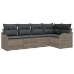 vidaXL Ensemble de canapé de jardin avec stockage 5 Pièces Gris polyrotin