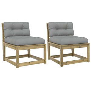 vidaXL Canapés de jardin avec coussins 2Pièces bois de pin imprégné